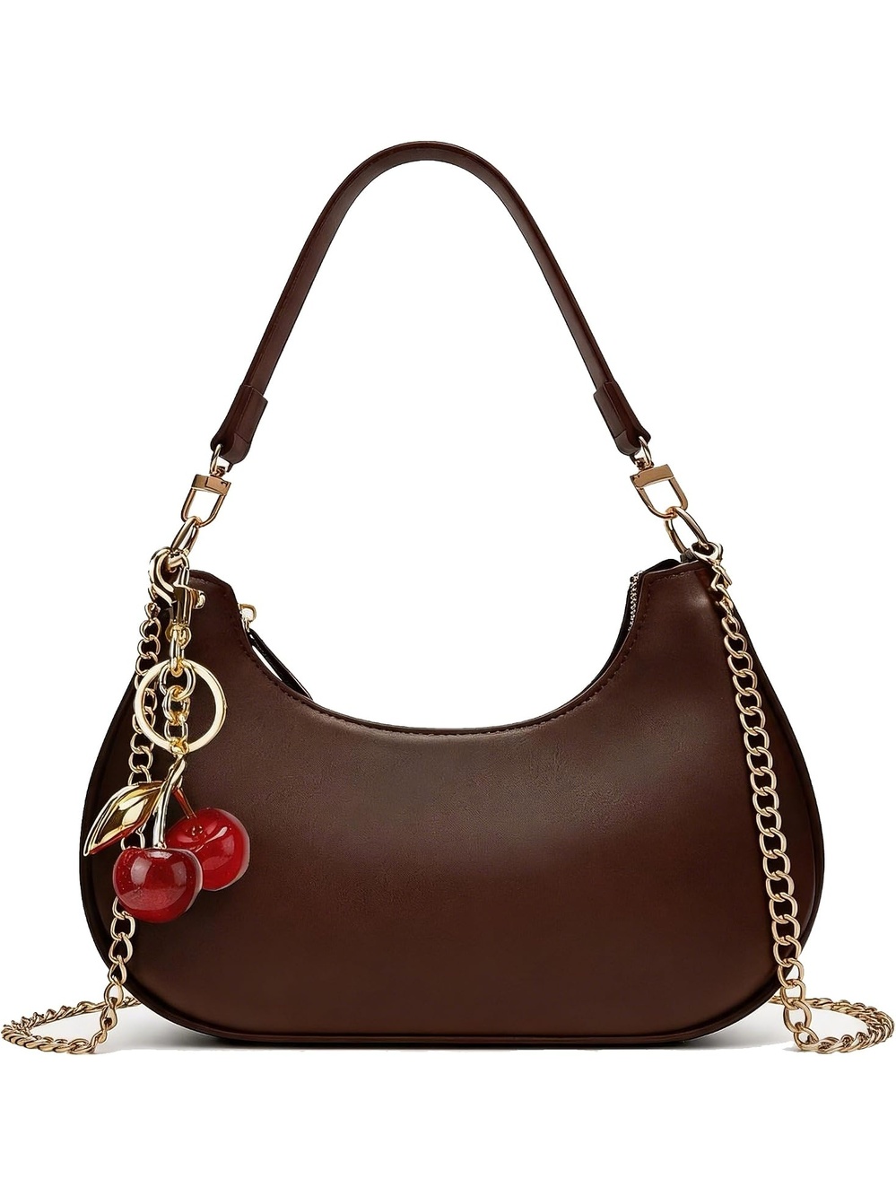 〽️ Women's Brown Cute Hobo Cherry Clutch Purse Straps Shoulder Bags